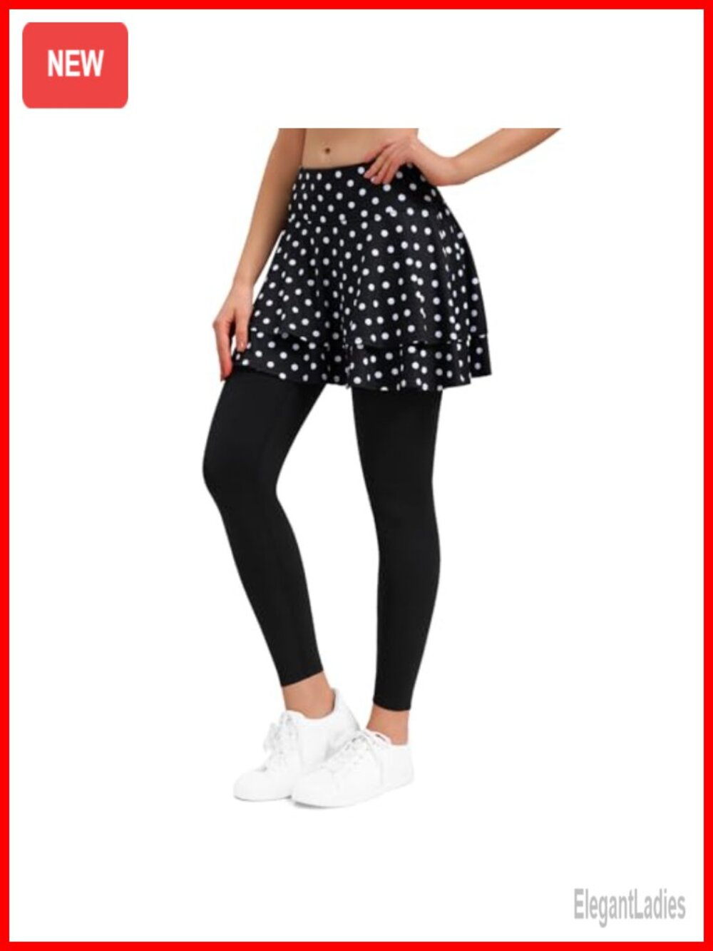Skirted Leggings Women 3 Pockets High Waist Tummy Control Tennis Skort